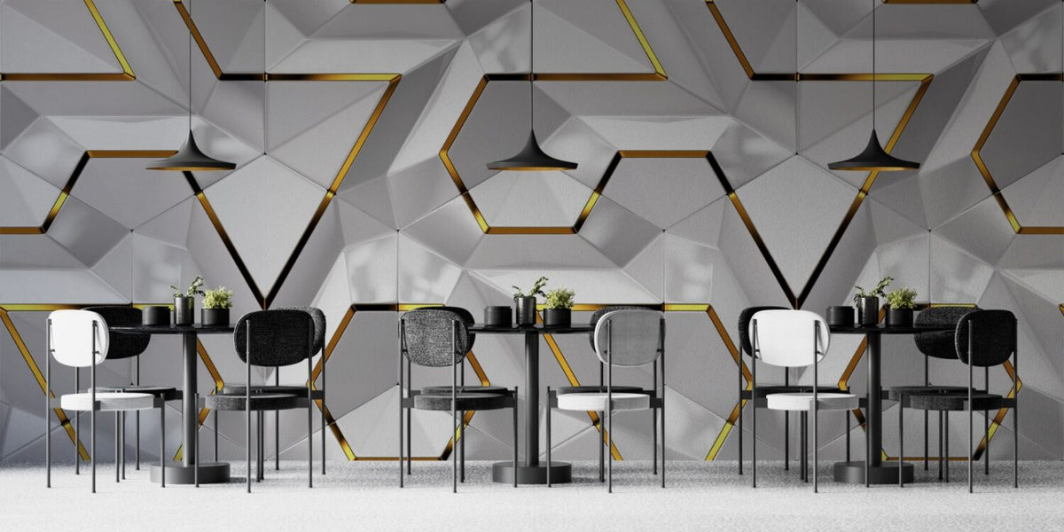 Geometrik Desenli Duvar Kağıdı Poster
