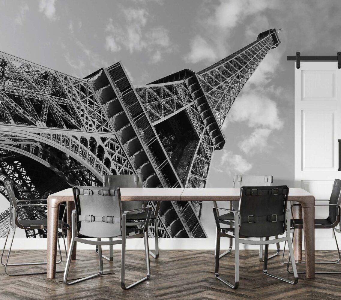 Paris Eyfel Siyah Beyaz 3D Duvar Kağıdı | Duvar Kağıdı Marketi