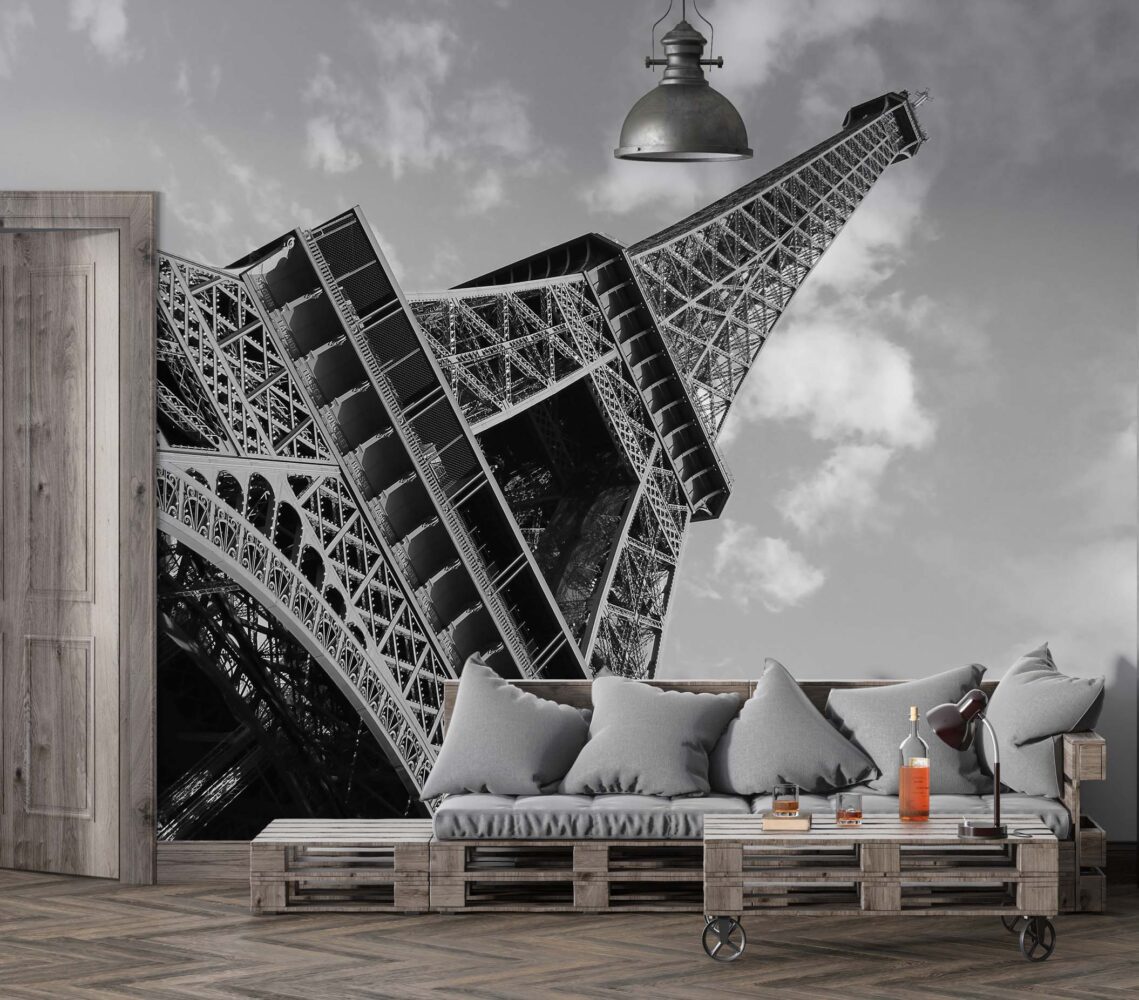 Paris Eyfel Siyah Beyaz 3D Duvar Kağıdı | Duvar Kağıdı Marketi