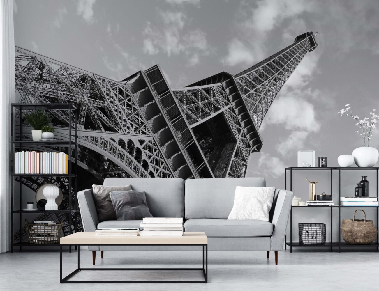 Paris Eyfel Siyah Beyaz 3D Duvar Kağıdı | Duvar Kağıdı Marketi