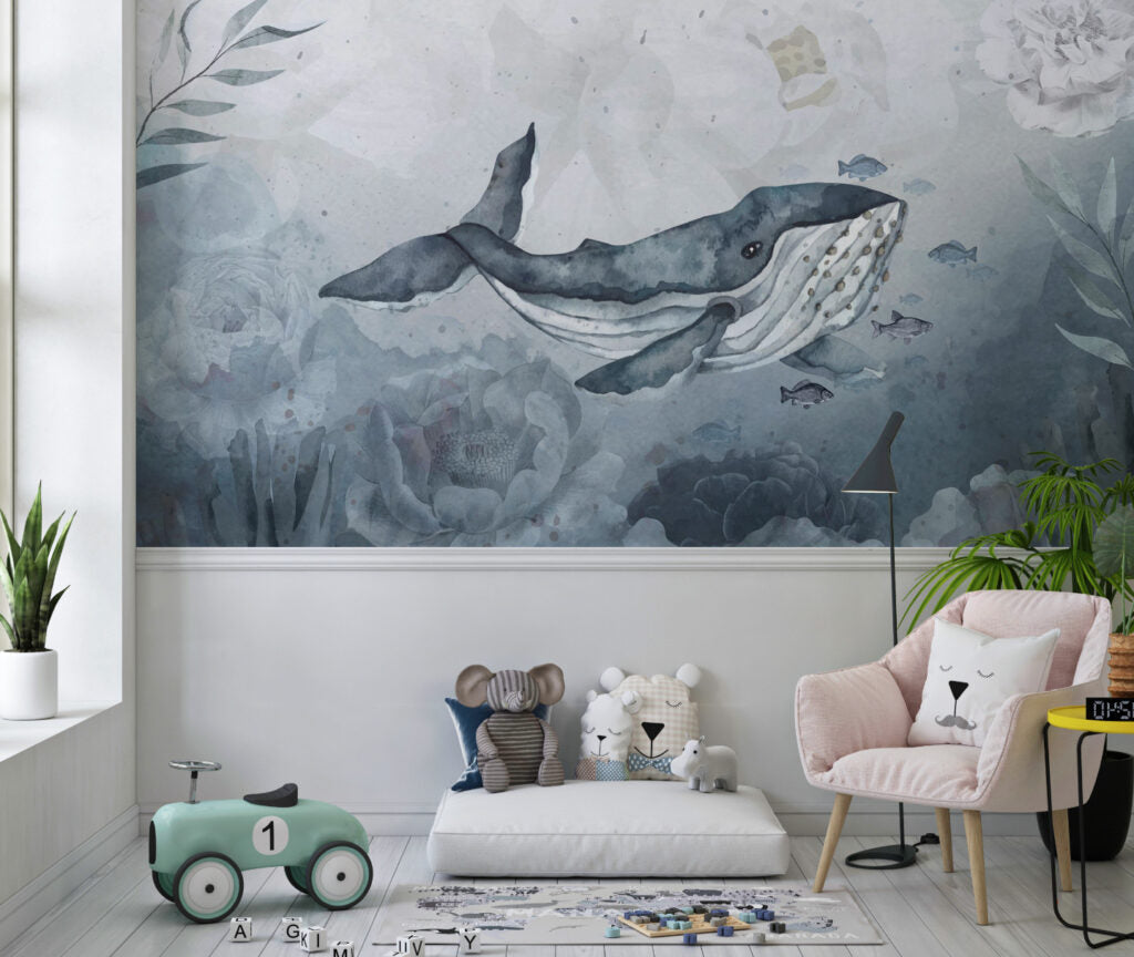 Desenli 3D Balinalı Duvar Kağıdı Poster