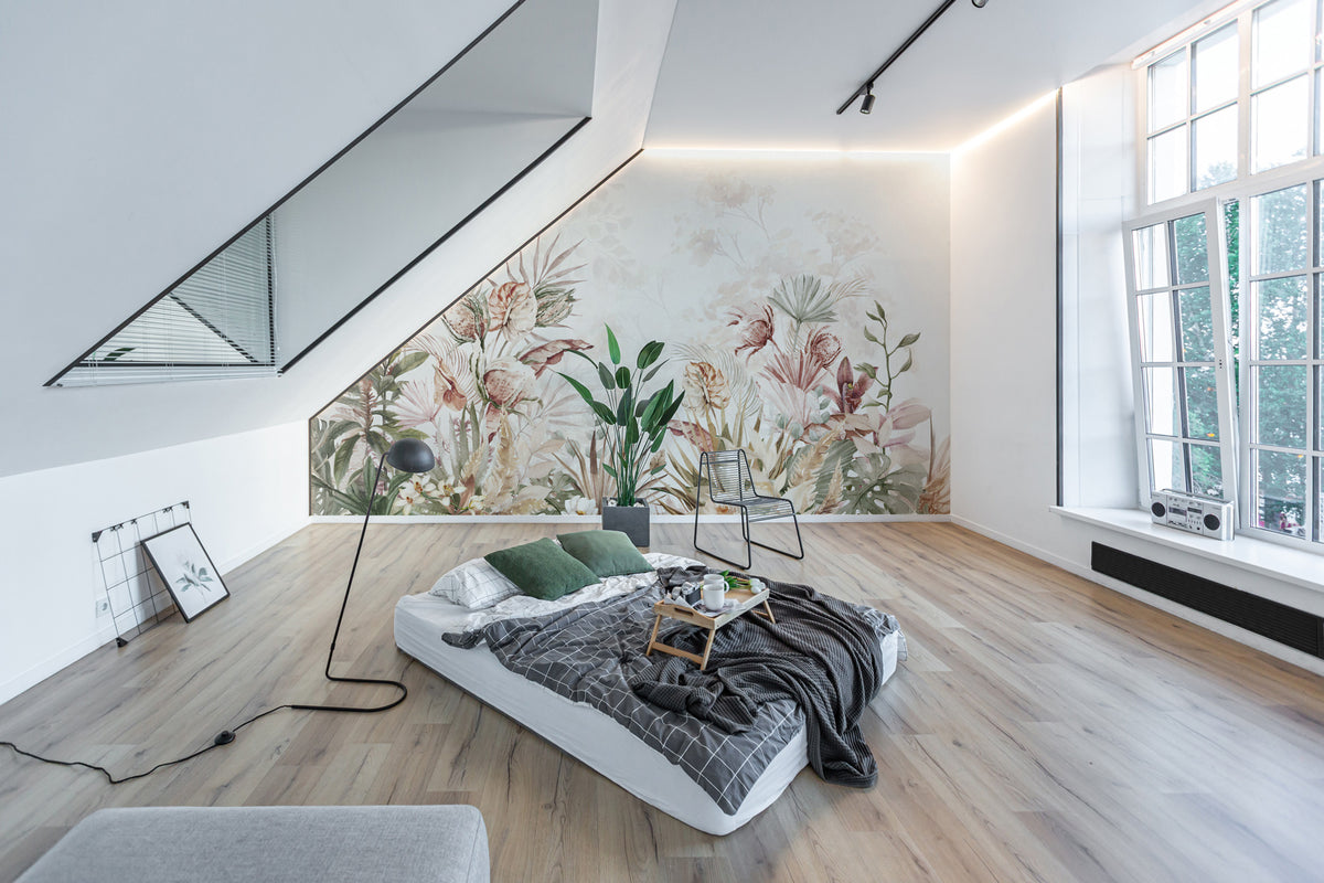 Egzotik Çiçekler Pastel Renkte Duvar Kağıdı Poster