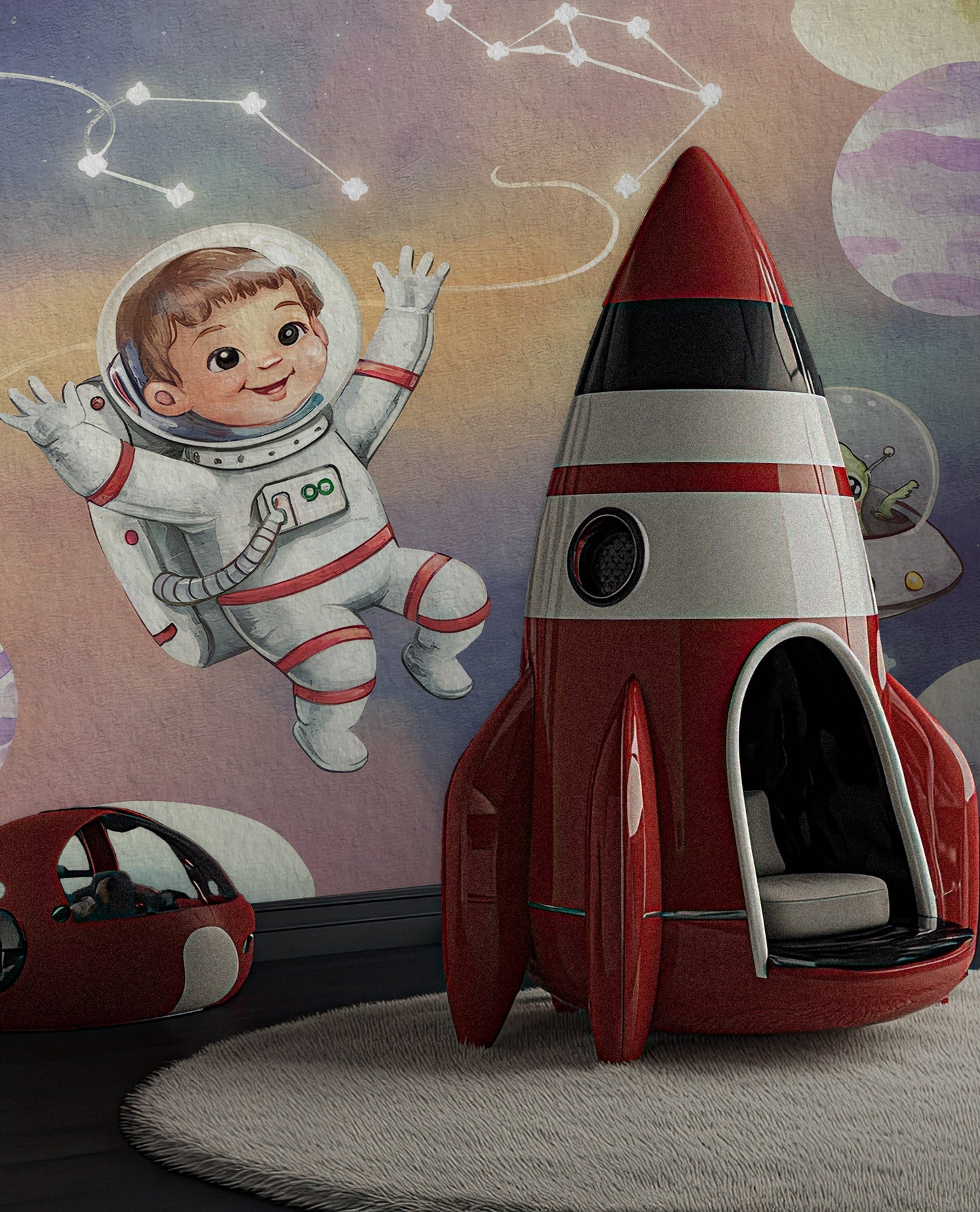 Çocuk Astronot ve Ufo Duvar Kağıdı