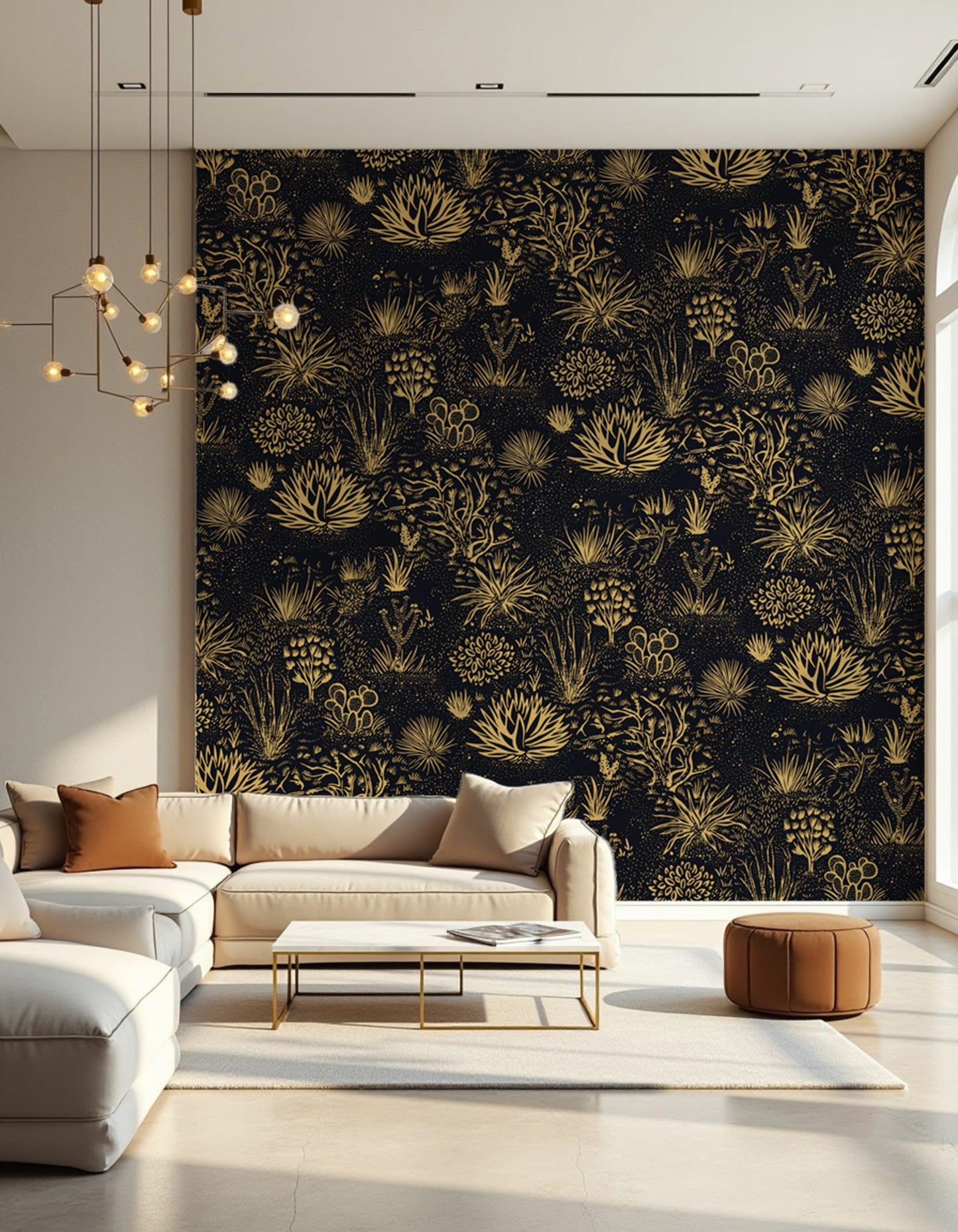 Koyu Zeminde Gold Desenler Duvar Kağıdı