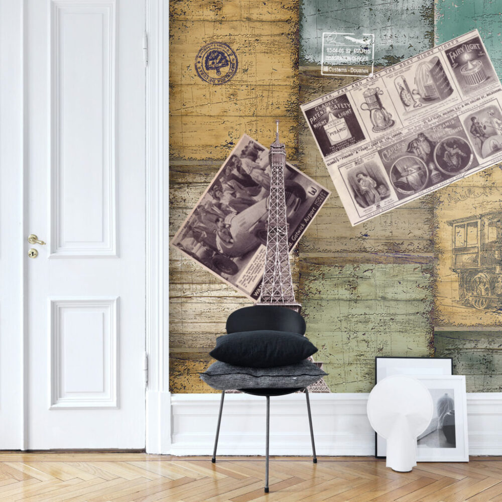 Gazete Küpürü Desenli Vintage 3D Duvar Kağıdı | Duvar Kağıdı Marketi
