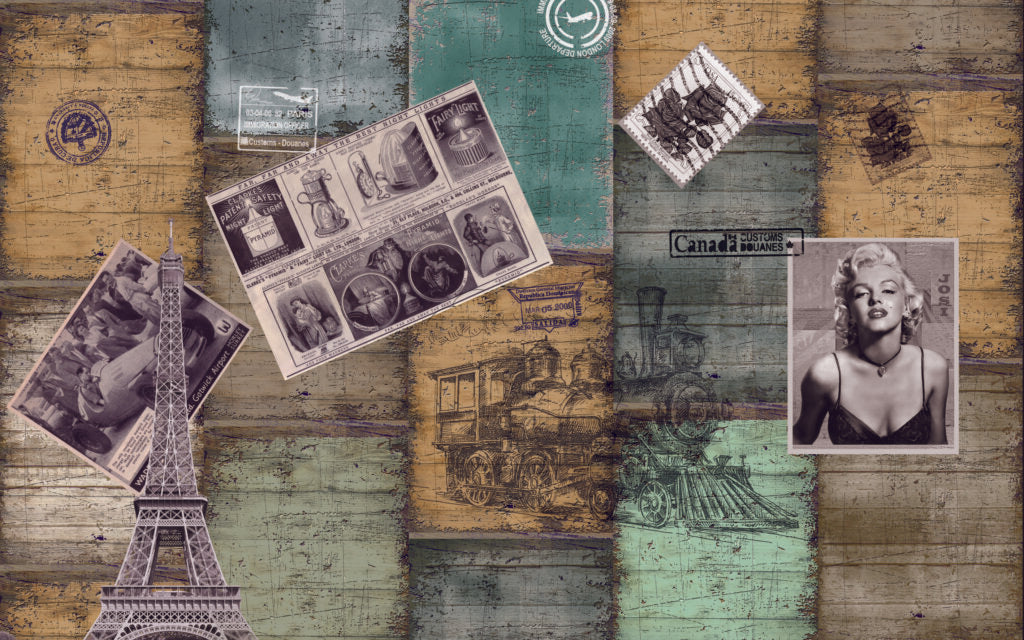 Gazete Küpürü Desenli Vintage 3D Duvar Kağıdı | Duvar Kağıdı Marketi