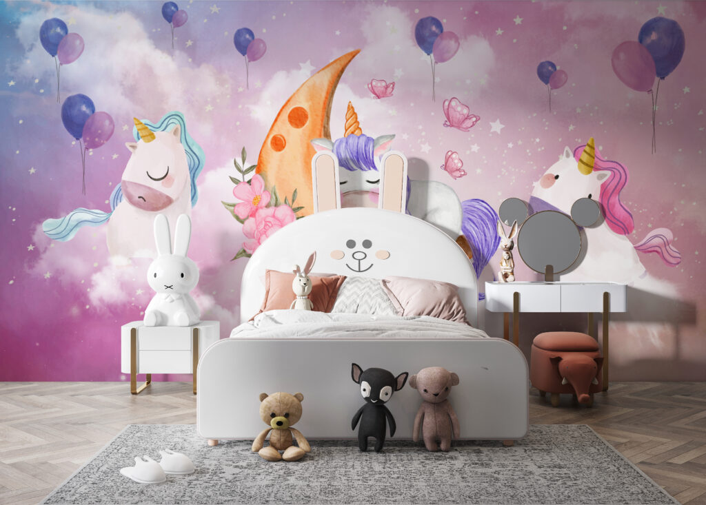 Unicorn Desenli 3D Duvar Kağıdı