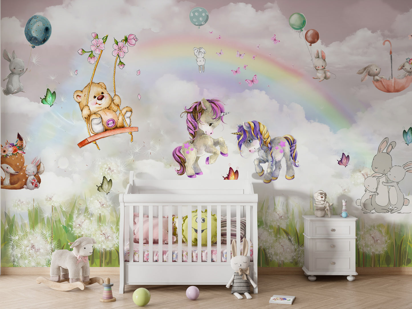 Pony ve Dostları Gökkuşağı Altında Duvar Kağıdı