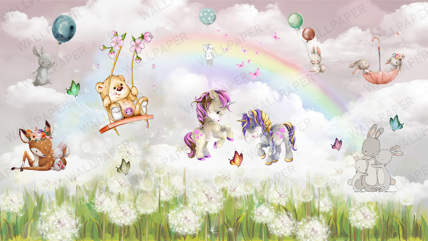 Pony ve Dostları Gökkuşağı Altında Duvar Kağıdı