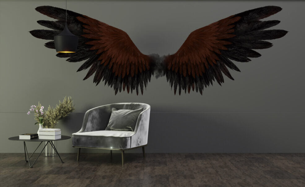 Kırmızı Kanat Desenli 3D Duvar Kağıdı | Duvar Kağıdı Marketi