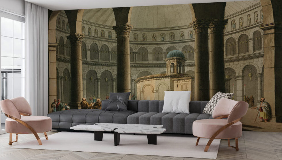 Tapınak Figürlü 3D Duvar Kağıdı