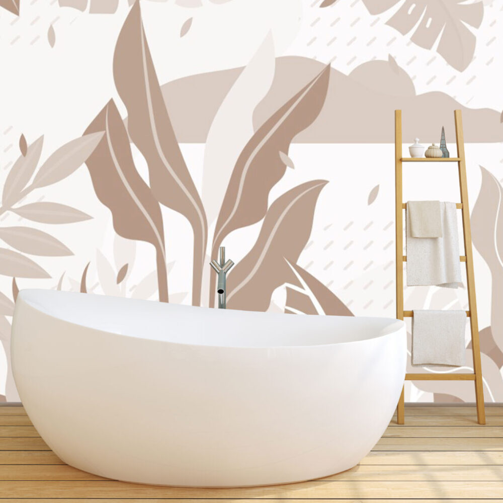 Yapay Yaprak Desenli 3D Duvar Kağıdı