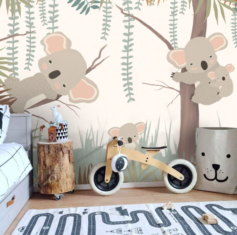 Ağaca Sarılan Panda Desenli 3D Duvar Kağıdı | Duvar Kağıdı Marketi