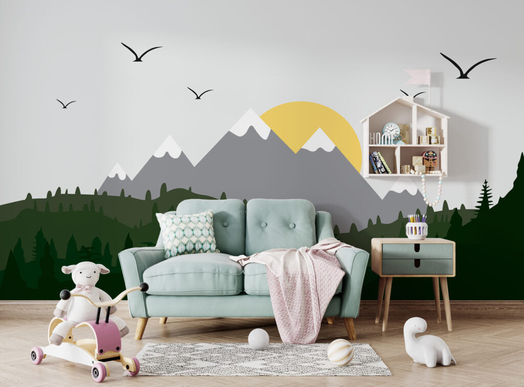 Gündoğumu Manzara Desenli 3D Duvar Kağıdı | Duvar Kağıdı Marketi