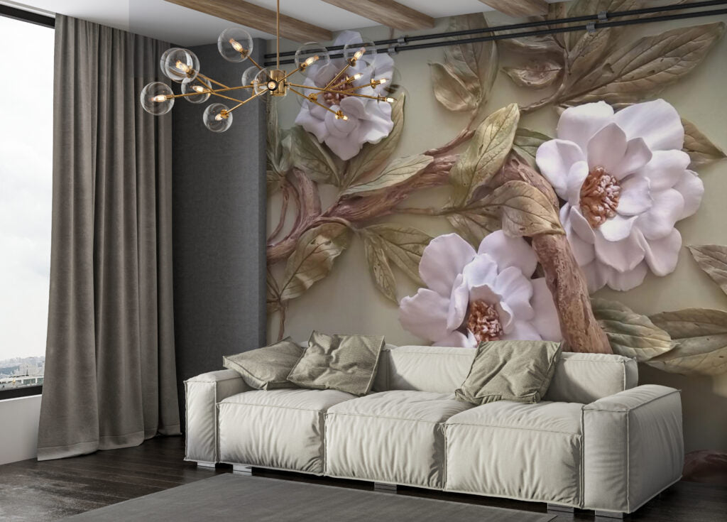 Eskitme Desenli Gül Resimli 3D Duvar Kağıdı | Duvar Kağıdı Marketi