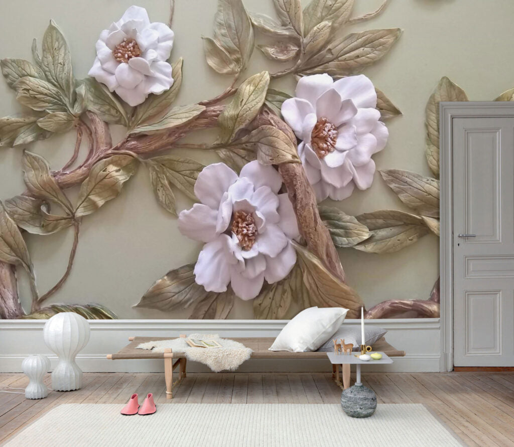Eskitme Desenli Gül Resimli 3D Duvar Kağıdı | Duvar Kağıdı Marketi