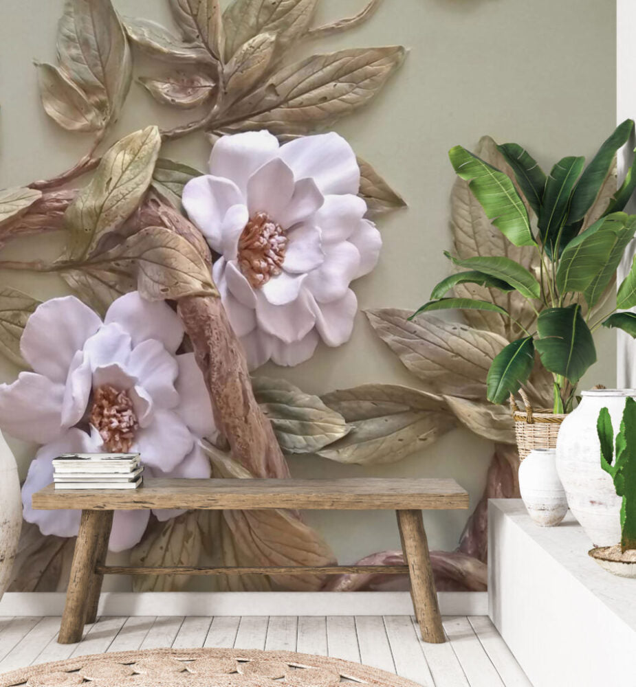 Eskitme Desenli Gül Resimli 3D Duvar Kağıdı | Duvar Kağıdı Marketi