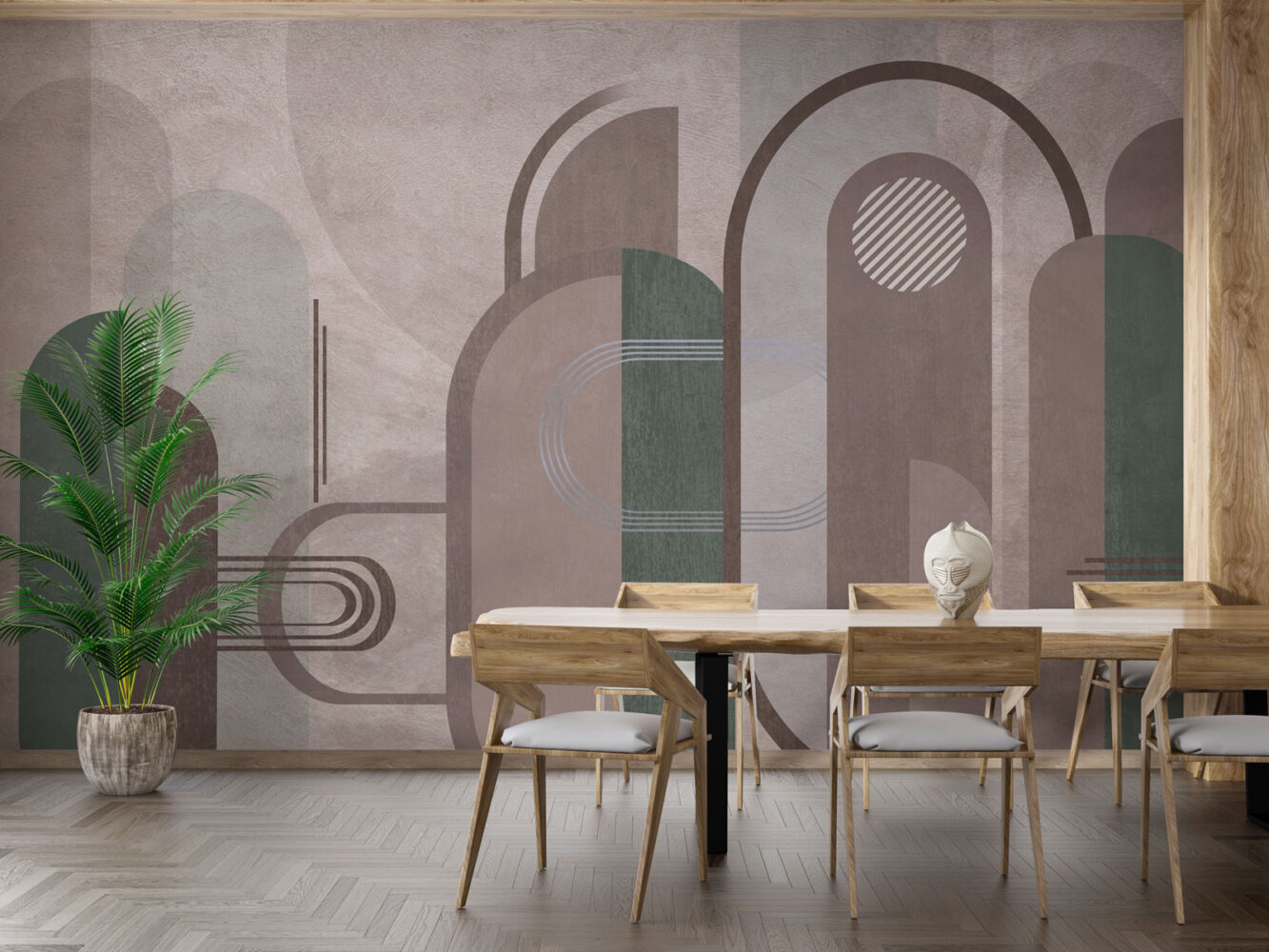 Vizon Tonlarda Boho Geometrik Duvar kağıdı