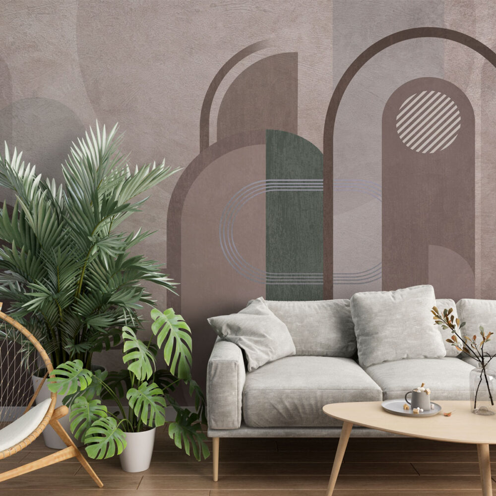 Vizon Tonlarda Boho Geometrik Duvar kağıdı