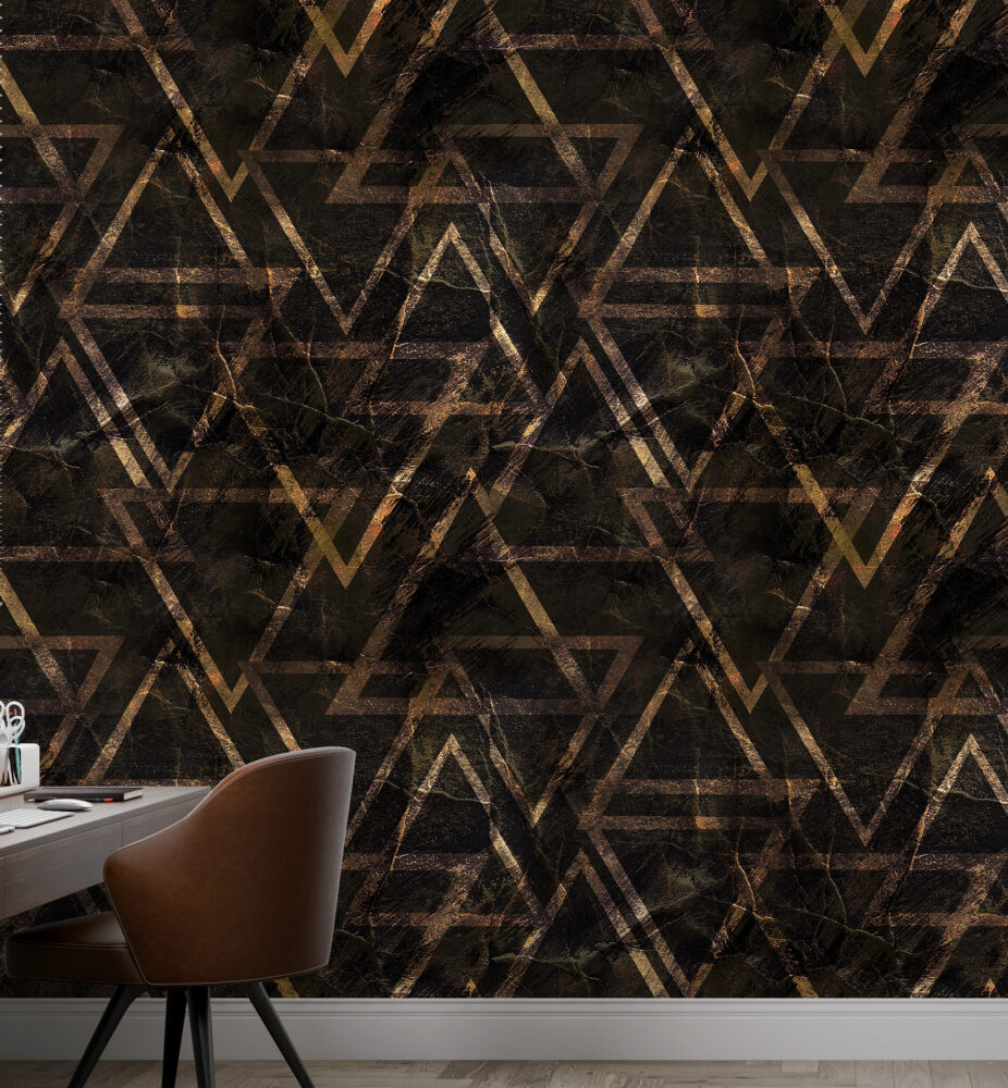 Bronz Renklerde Geometrik Desen Duvar Kağıdı