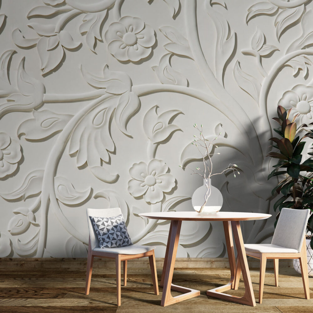 Kabartma Desenli Mermer 3D Duvar Kağıdı