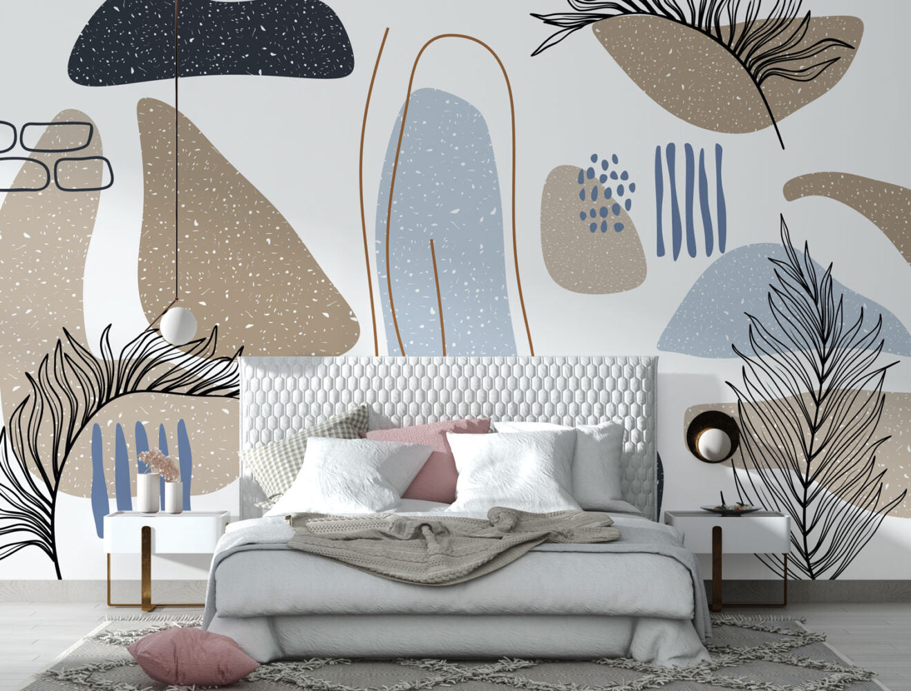 Abstrack Desenler ve Yapraklar Duvar Kağıdı