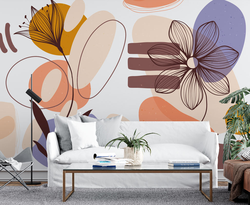 Abstrack Desenler ve Çiçekler Duvar Kağıdı | Duvar Kağıdı Marketi
