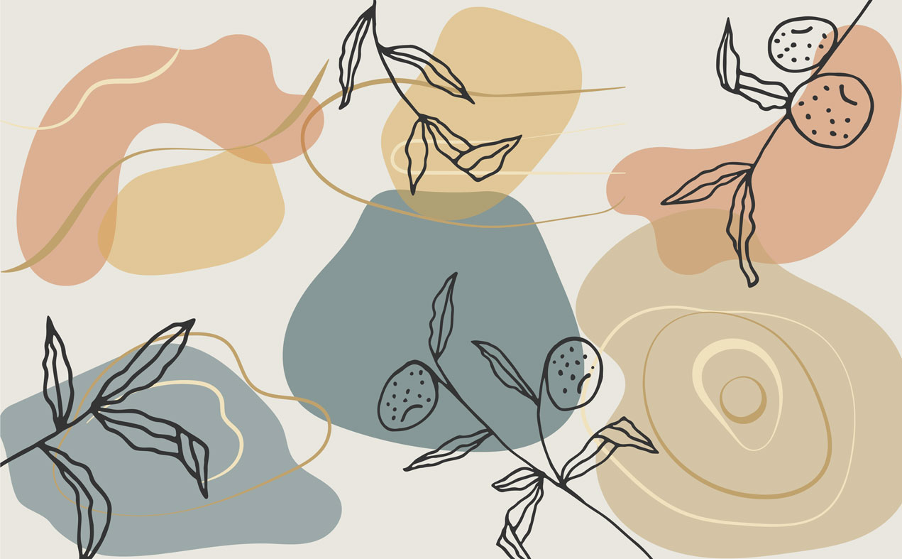 Abstrack Desenler ve Çizgisel Yapraklar Duvar Kağıdı