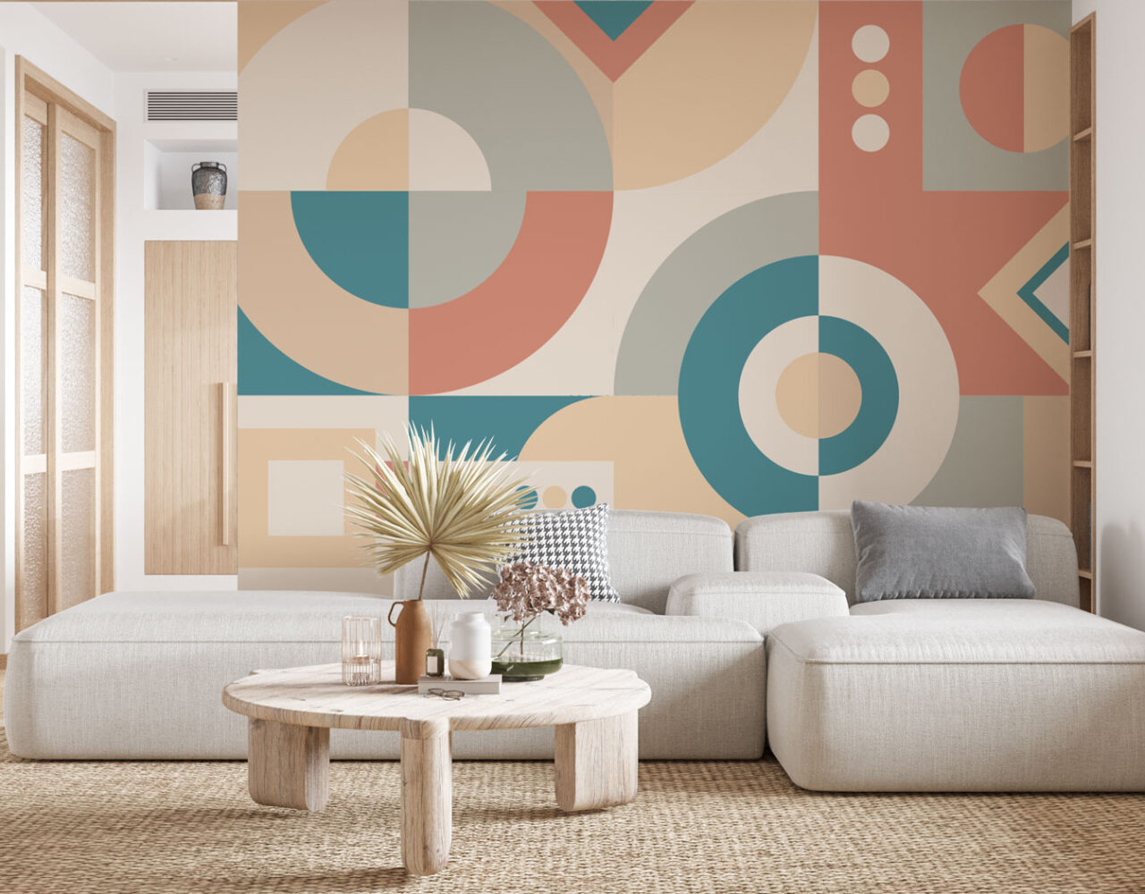 Soft Tonlarda Geometrik Modern Duvar Kağıdı | Duvar Kağıdı Marketi