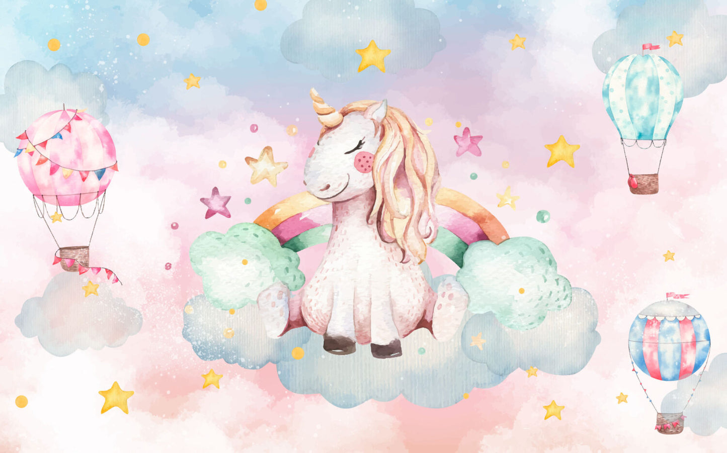 Bulutlarda Gök Kuşaklı Unicorn Duvar Kağıdı