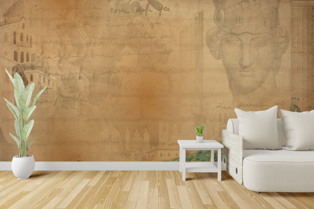 Antik Roma Desenli 3D Duvar Kağıdı