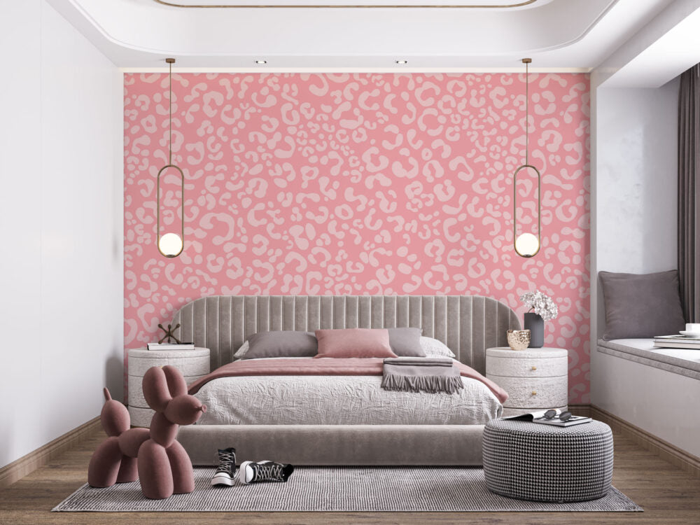 Pembe Leopar Desenli Duvar Kağıdı | Duvar Kağıdı Marketi
