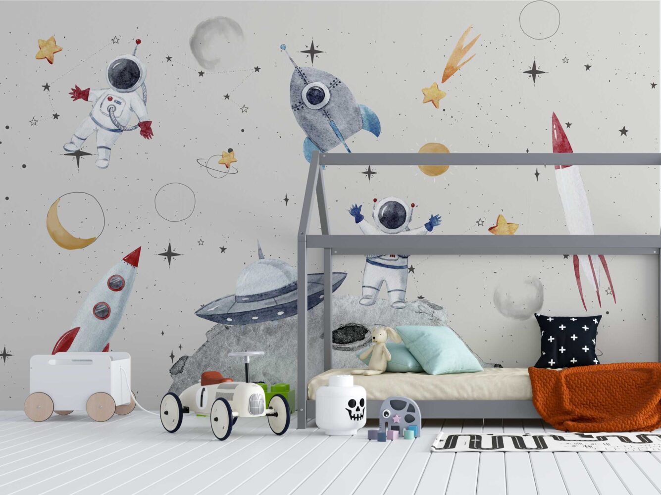 Uzaydaki Astronotlar ve Gezegenler Duvar Kağıdı