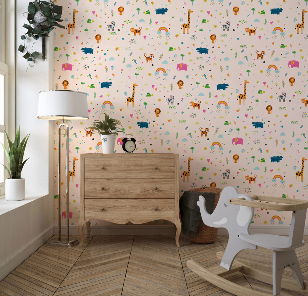 Minimalist Hayvanlar ve Gök Kuşağı Duvar Kağıdı