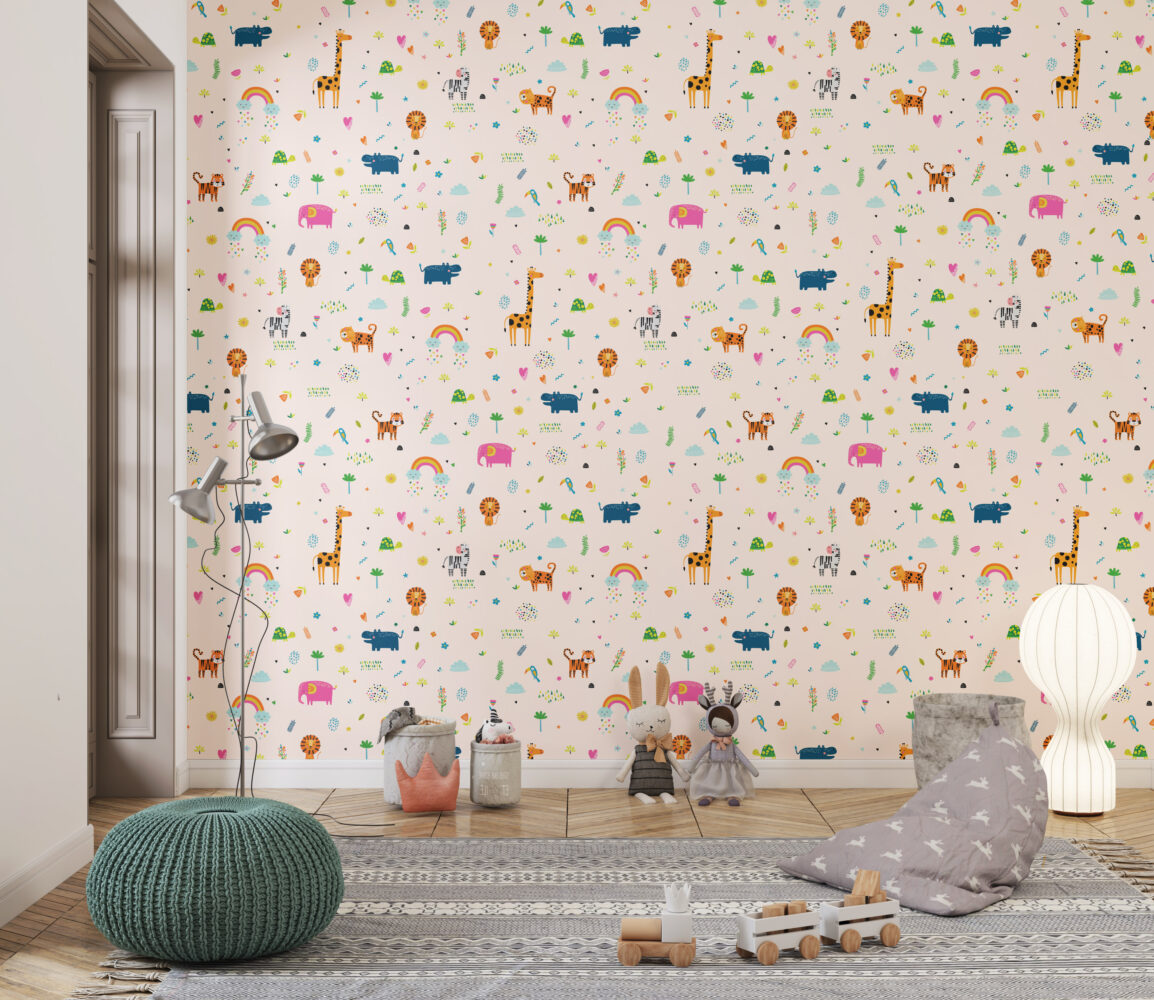 Minimalist Hayvanlar ve Gök Kuşağı Duvar Kağıdı
