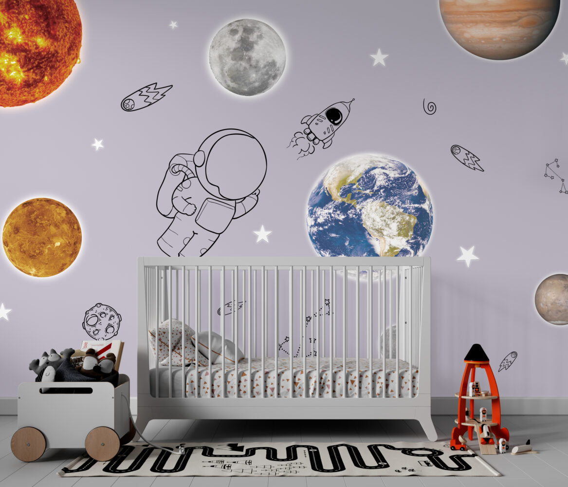 Minik Astronot Gezegenler Arasında Duvar Kağıdı