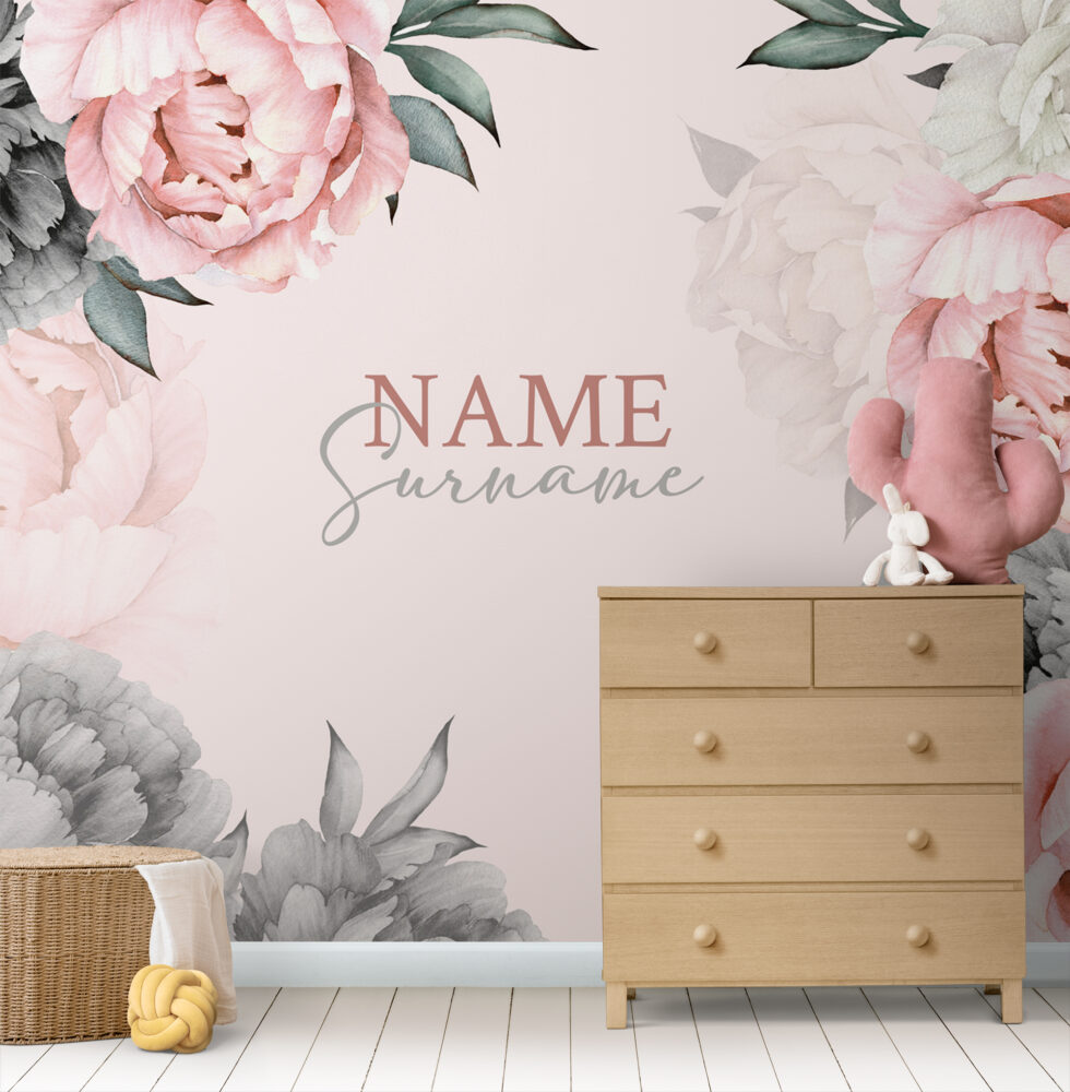 Pembe Zeminli Soft Güller 3D Duvar Kağıdı 320x255 320cm En 255cm Boy Jute Dokulu