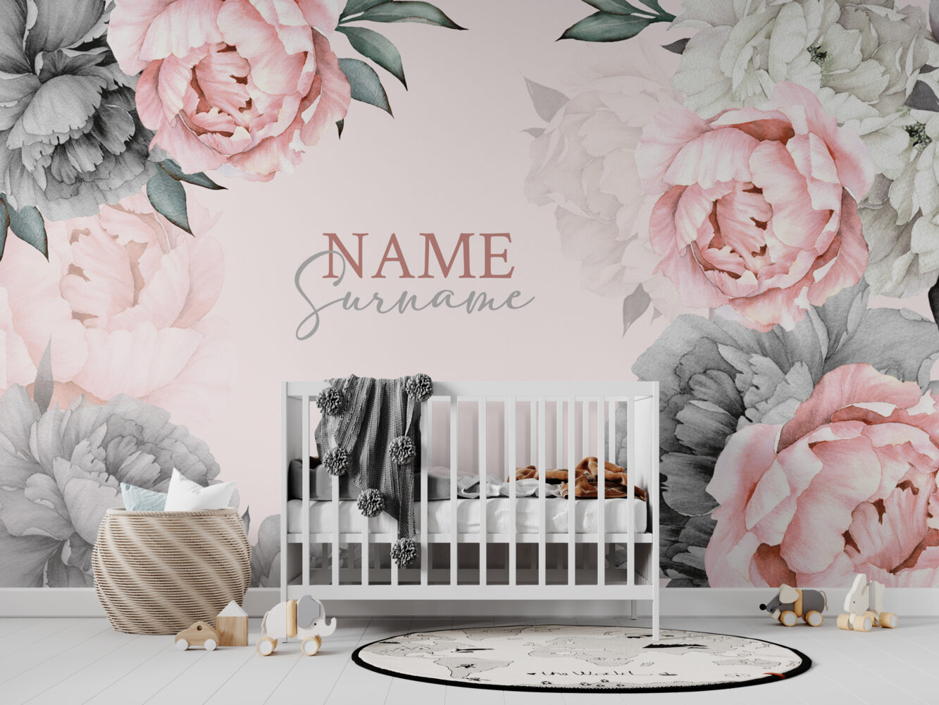 Pembe Zeminli Soft Güller 3D Duvar Kağıdı 320x255 320cm En 255cm Boy Jute Dokulu