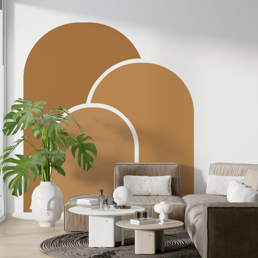 Soft Bej Tonlarda Geometrik Duvar Deseni Duvar Kağıdı