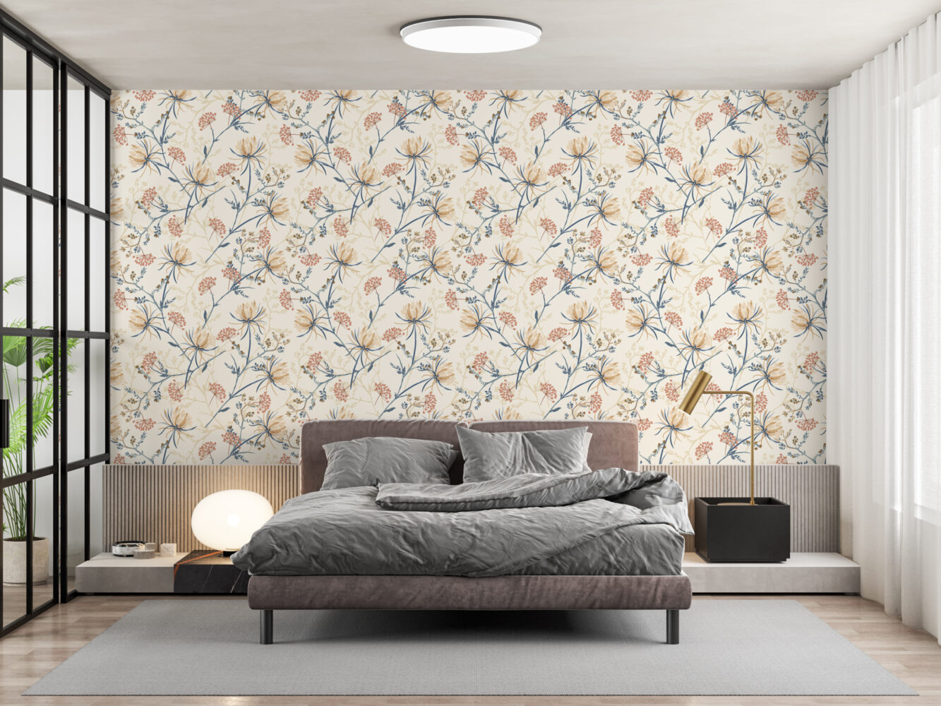 Soft Çiçek Desenli Duvar Kağıdı