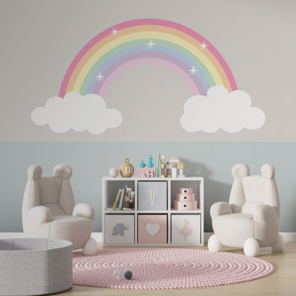 Soft Zeminli Gökkuşağı Çocuk Duvar Kağıdı