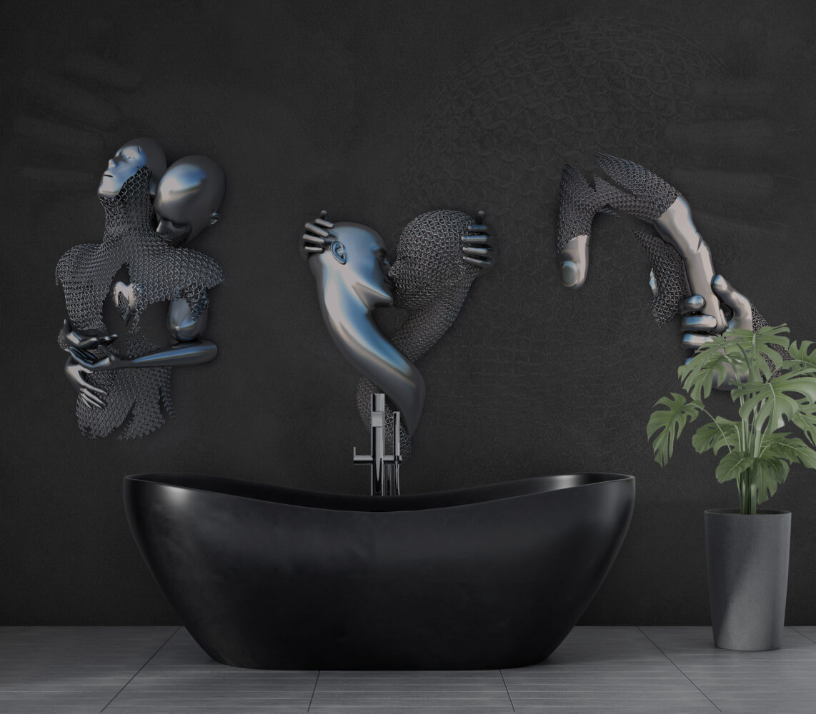 Gümüş İnsan Figürü 3D Tasarım Duvar Kağıdı
