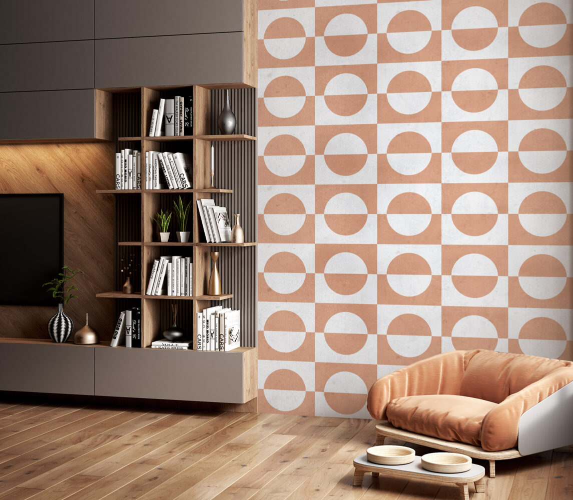 Kahverengi Tonlarda Geometrik Retro Duvar Kağıdı