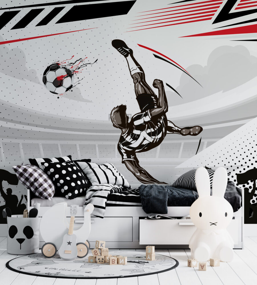 Siyah Futbolcu Toplar Duvar Kağıdı Poster