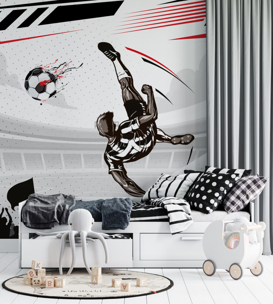 Futbolcu ve Toplar Siyah Duvar Kağıdı