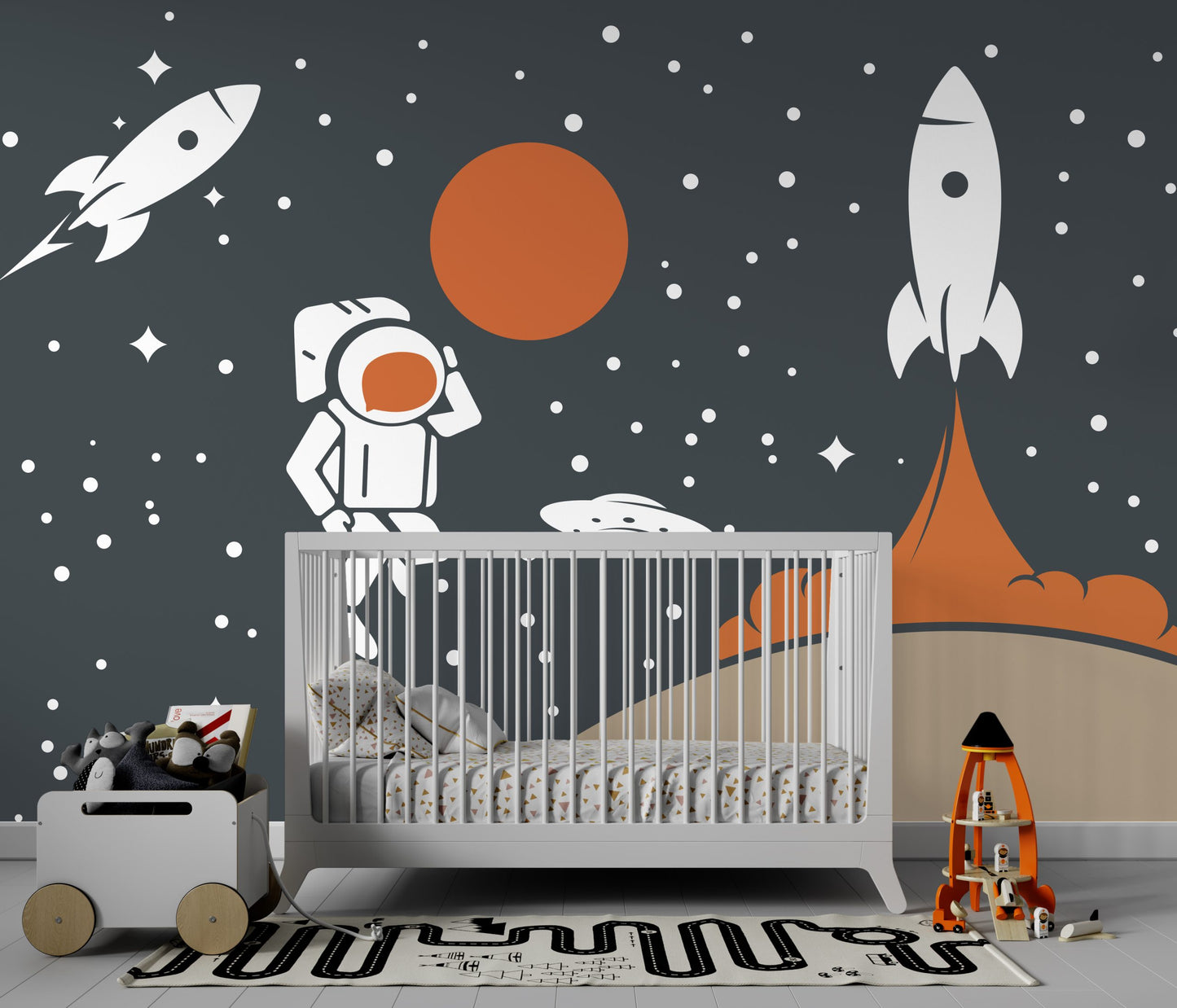 Füze Ay ve Astronot Uzay Çağı Duvar Kağıdı
