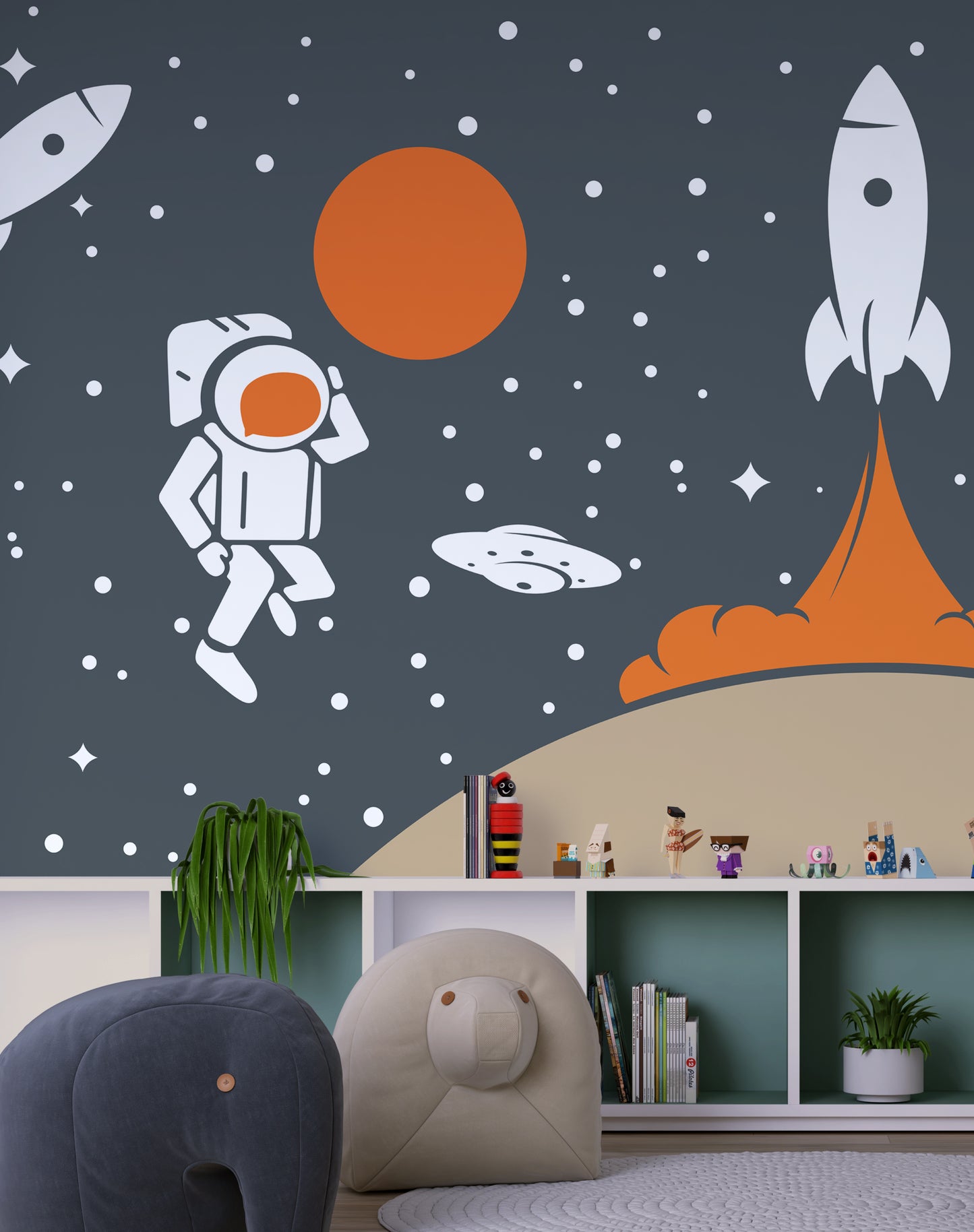 Füze Ay ve Astronot Uzay Çağı Duvar Kağıdı