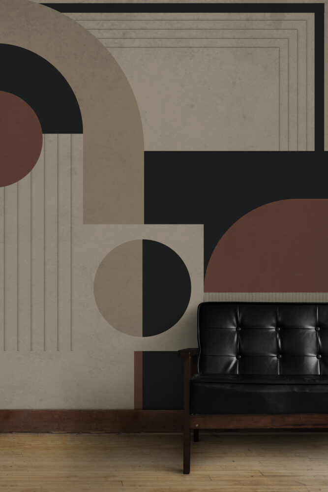 Boho Geometrik Tarz Bej ve Kahve Duvar Kağıdı