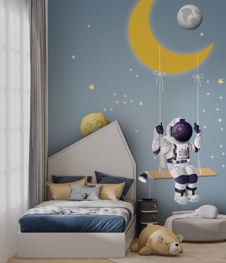 Ay'da Salıncak Kuran Astronot Duvar Kağıdı