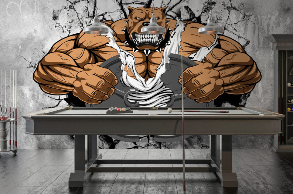 Spor Salonları İçin Köpek Desenli 3D Duvar Kağıdı | Duvar Kağıdı Marketi
